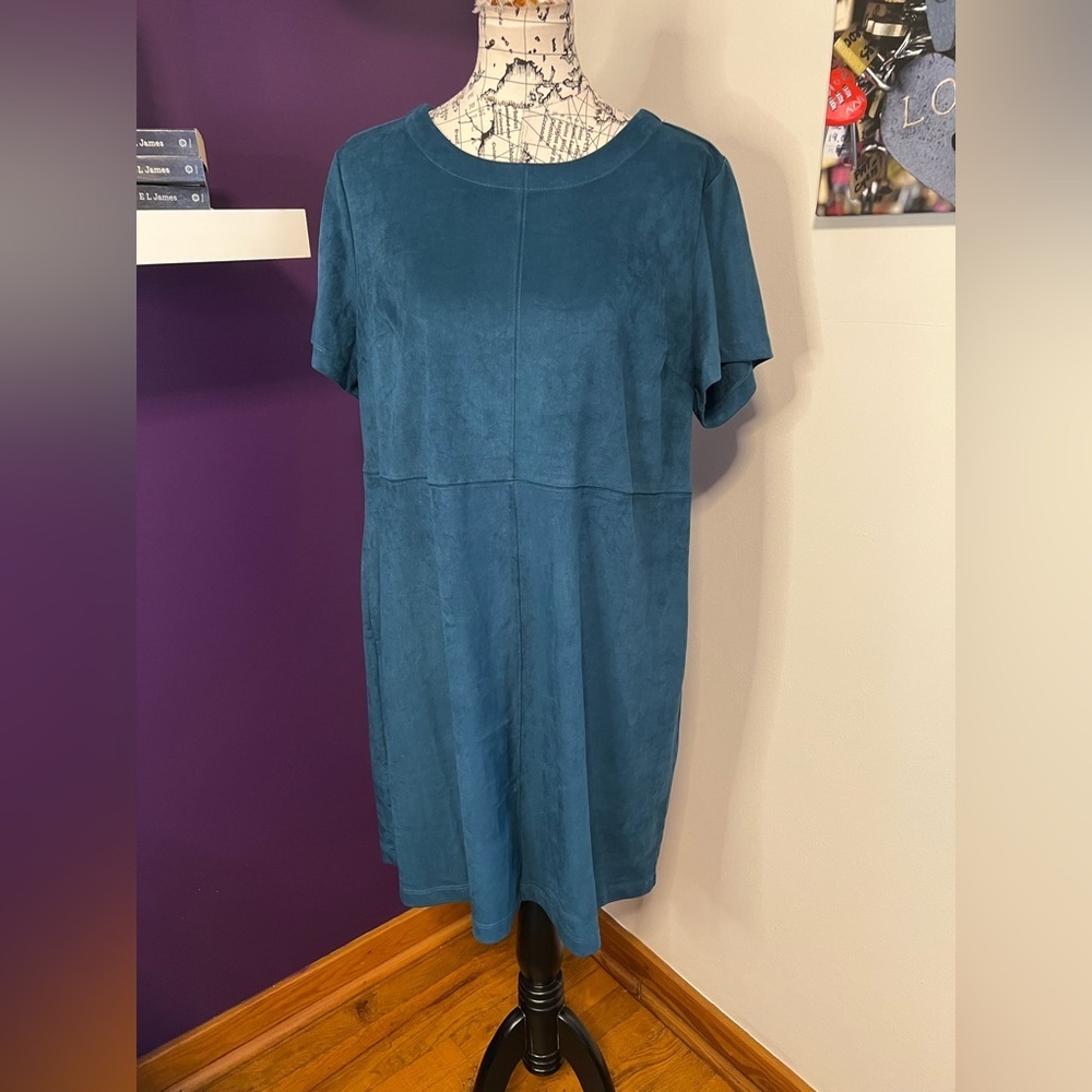 Suede-Like Short Sleeve Candace Cameron Bure Dress